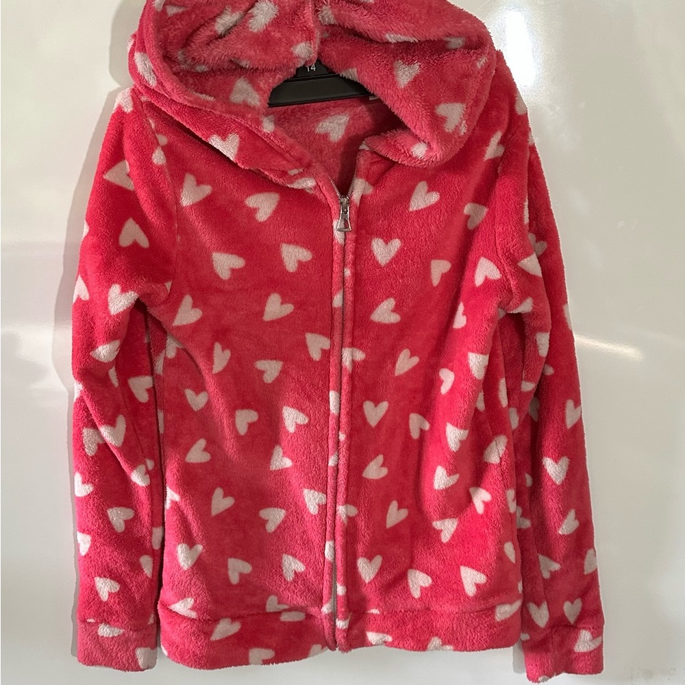 CURFEW GIRL FLEECE HOODIE, M(10/12), COLOR PINK/WHITE